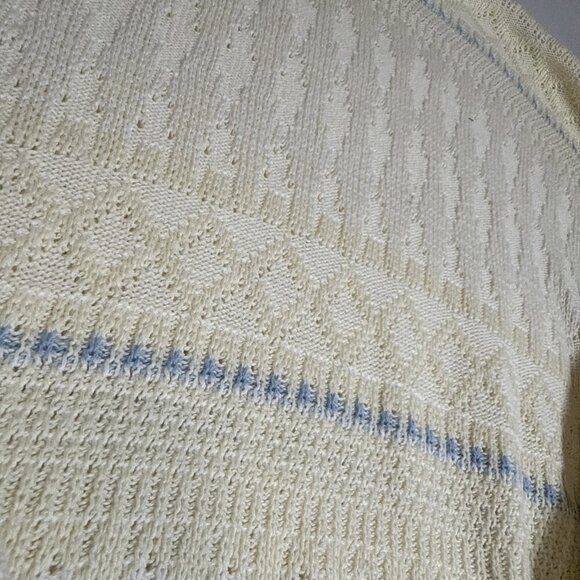 Vintage Jantzen Size Med Men’s Loose Knit Sweater‎ Yellow Blue - Picture 6 of 7